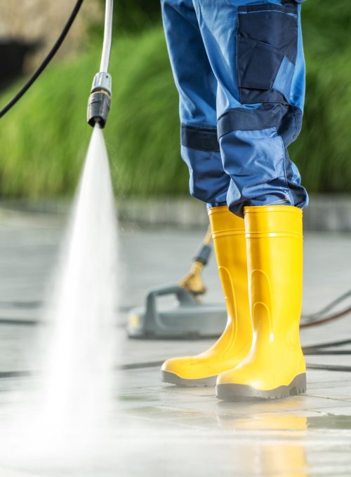 Washing Bricks Made Driveway and Paths Using Pressure Washer